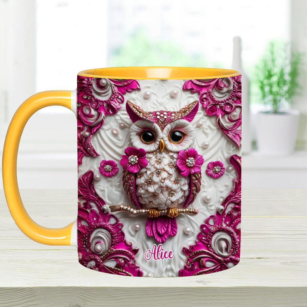 Magische Eule – Personalisierte Tasse und Untersetzer mit Eulenmotiv