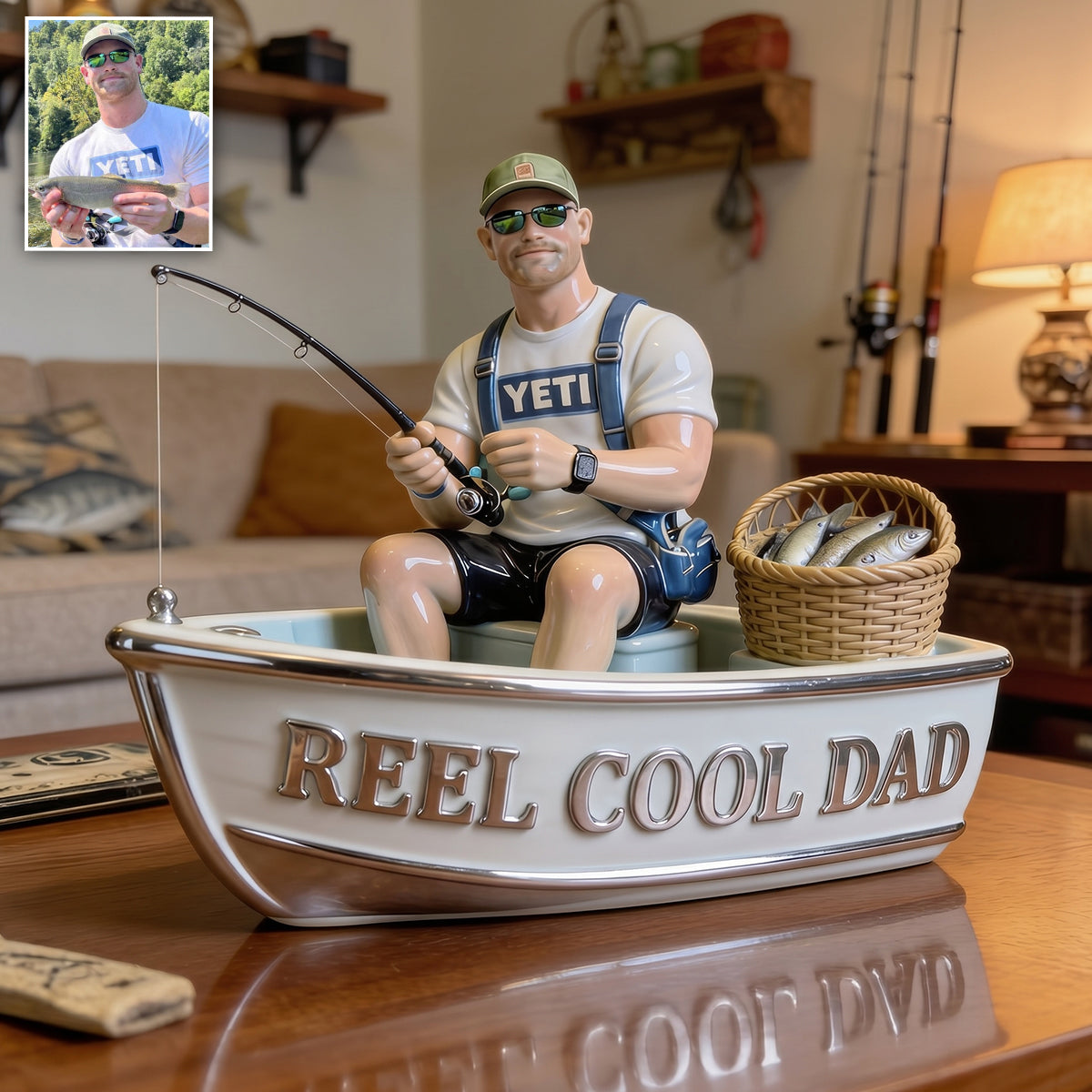Angler Papa - Personalisierte Angel Acrylplakette in Sonderform