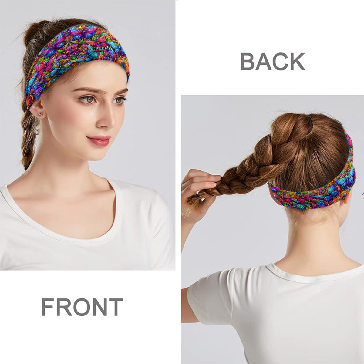 Colorful Butterfly Pattern - Personalized Hippie Unisex Headband/ Turban