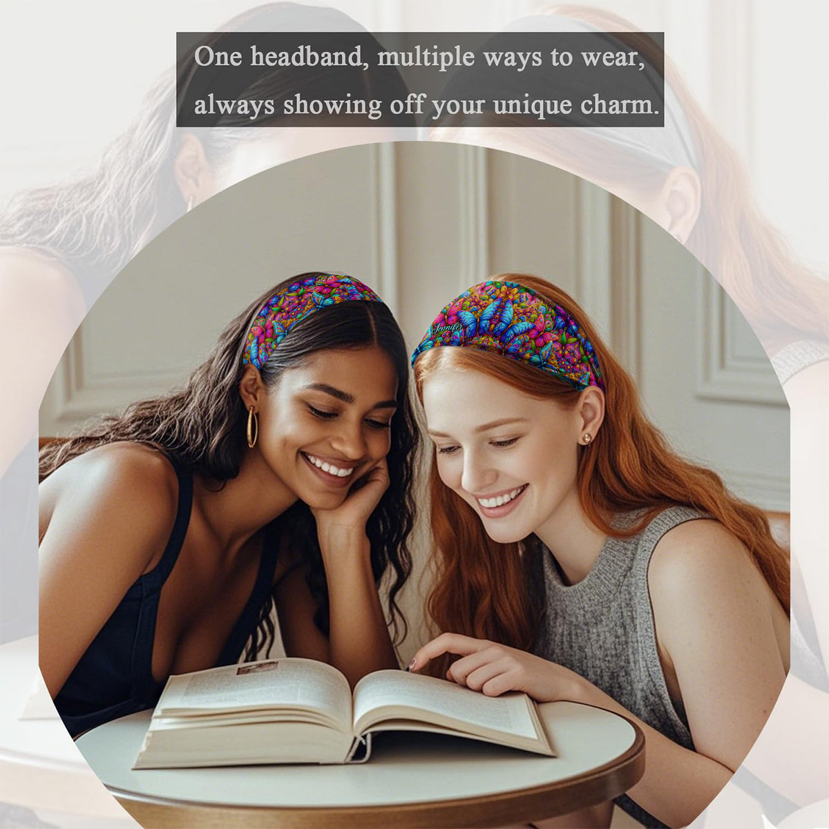 Colorful Butterfly Pattern - Personalized Hippie Unisex Headband/ Turban