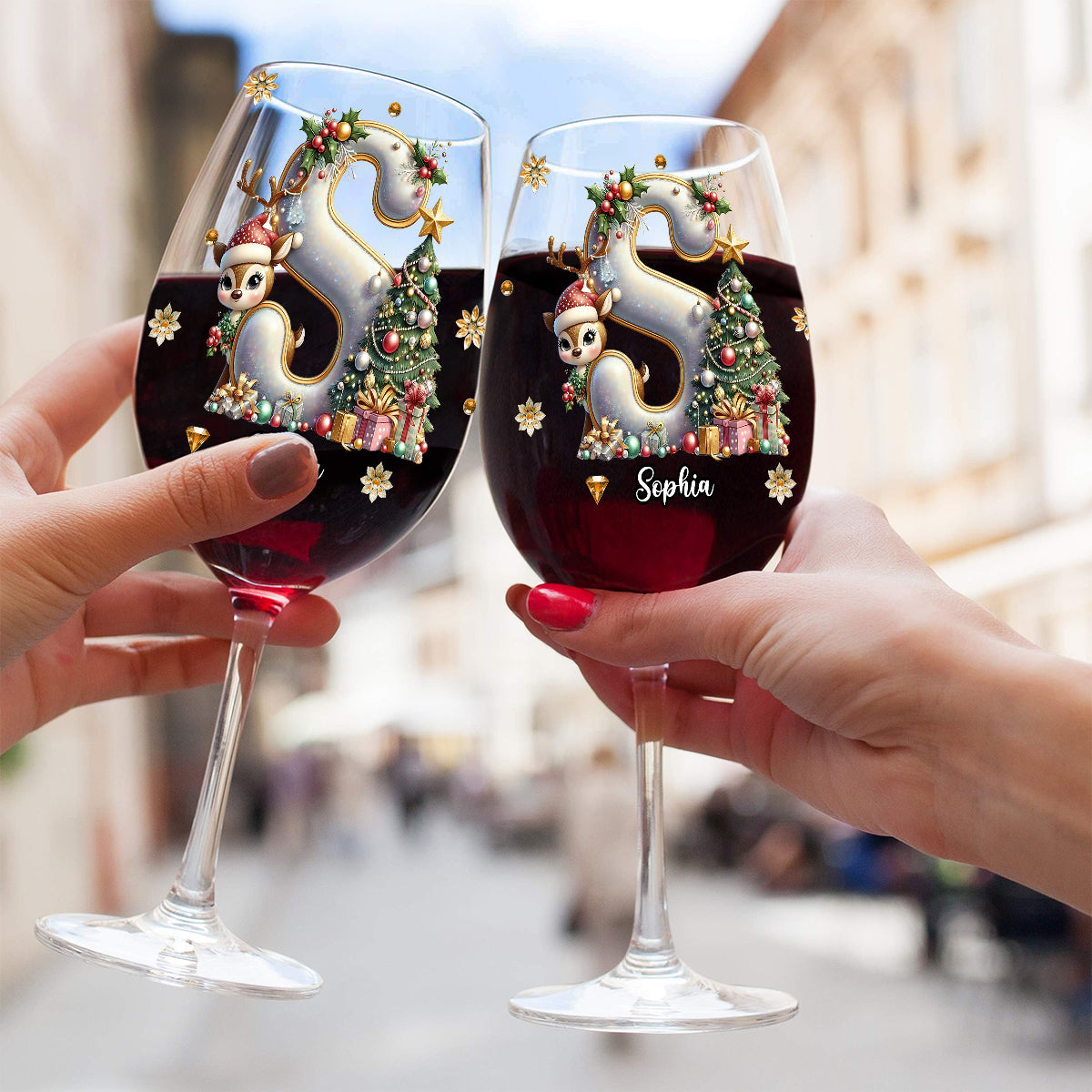 Sparkle Family – Personalisiertes Familienweinglas mit langem Stiel