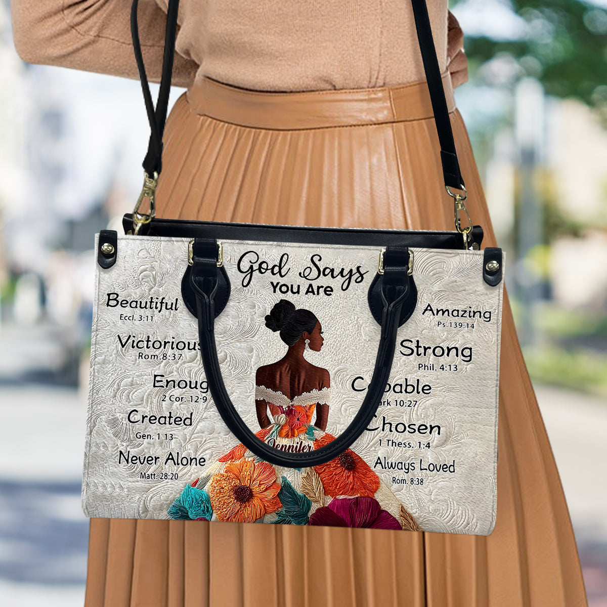 Gott sagt, du bist es – Personalisierte Handtasche aus afroamerikanischem Leder