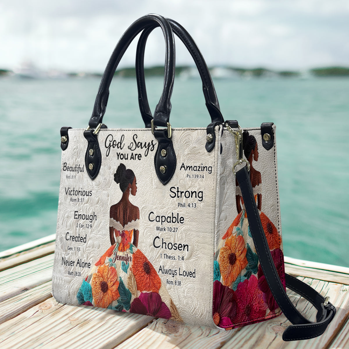 Gott sagt, du bist es – Personalisierte Handtasche aus afroamerikanischem Leder