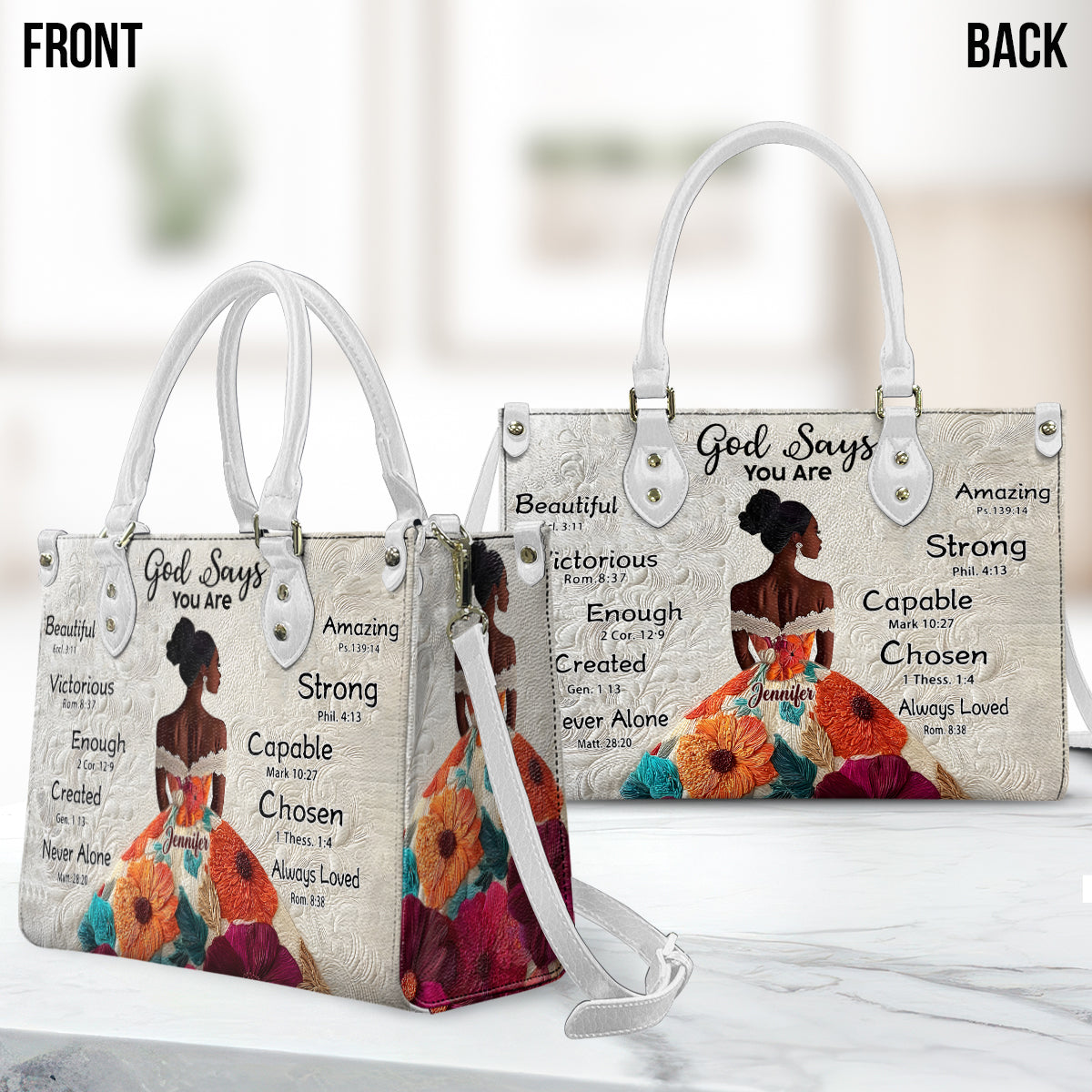 Gott sagt, du bist es – Personalisierte Handtasche aus afroamerikanischem Leder