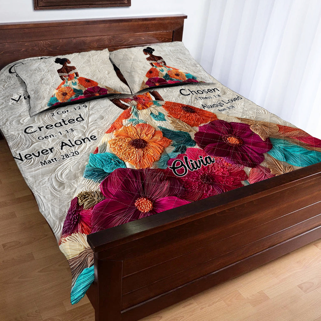 God Says You Are - Personalized African American Quilt Set