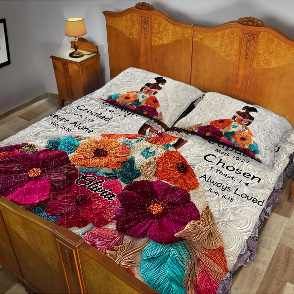 God Says You Are - Personalized African American Quilt Set