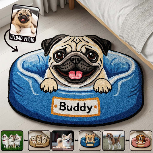 Happy Peeking Dog - Personalized Dog Non-Slip Tufted Rug