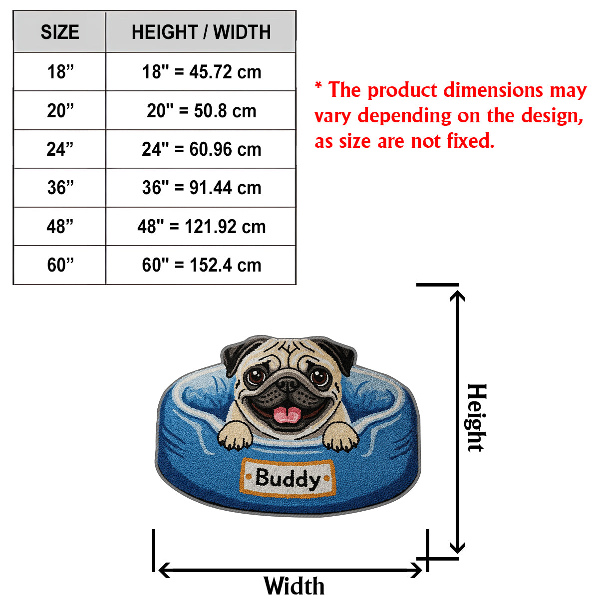 Fröhlich guckender Hund - Personalisierter, rutschfester, getufteter Hundeteppich
