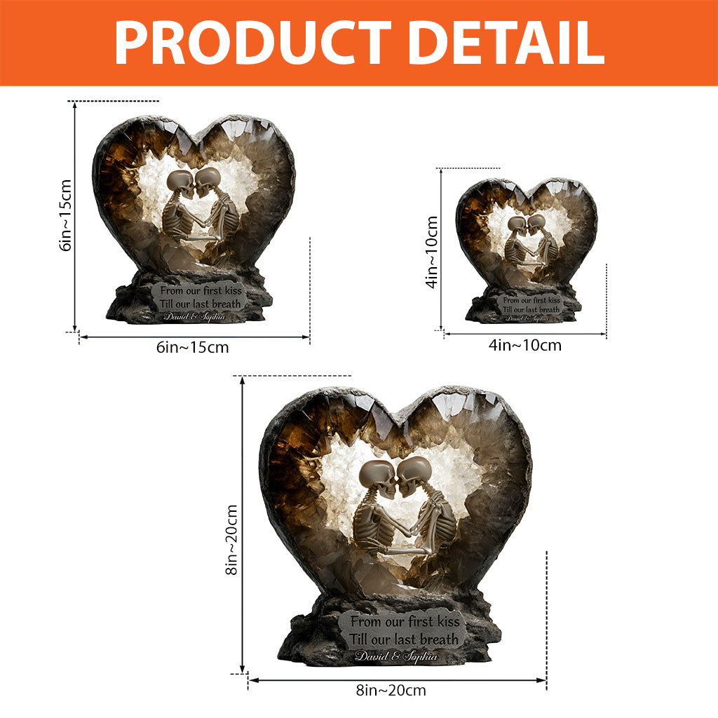 Von unserem ersten Kuss – Personalisierte Acrylplakette in individueller Pärchenform