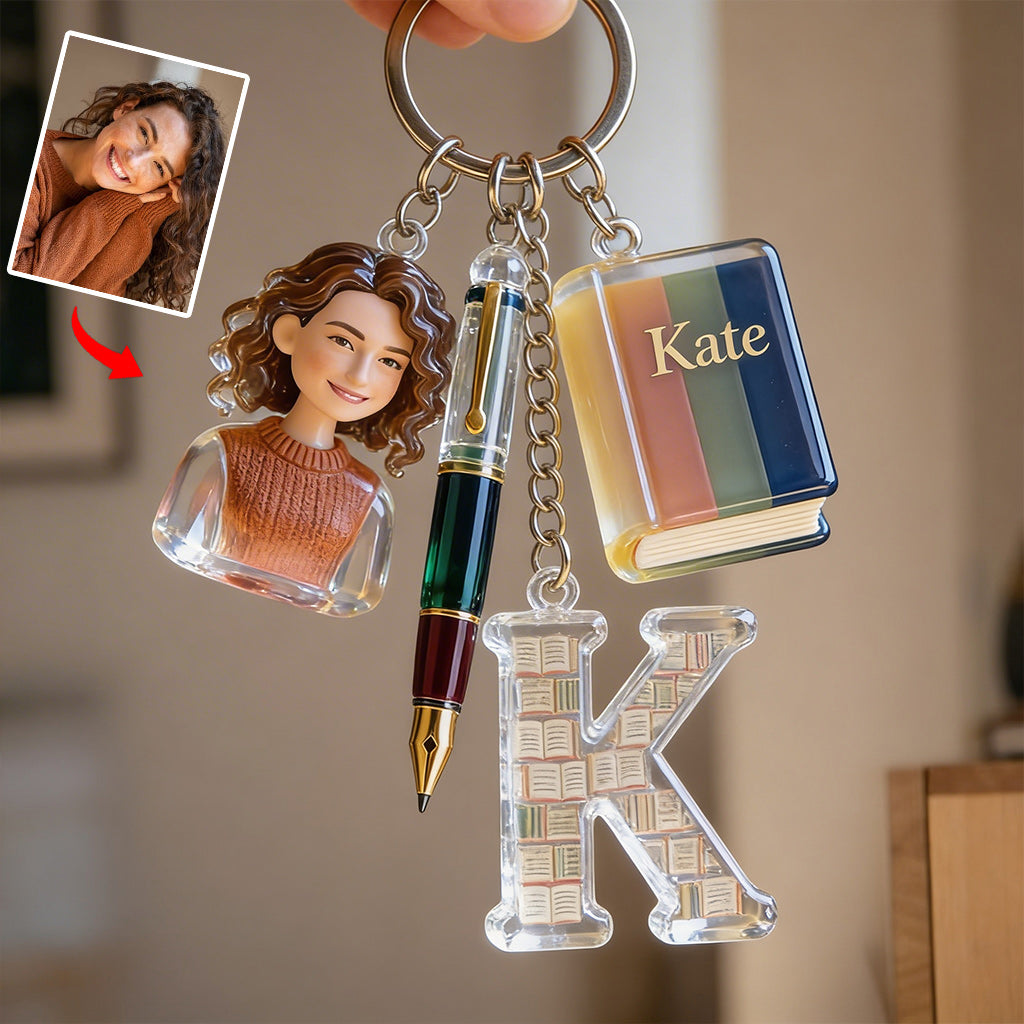 Book Lovers - Personalized Book Keychain With Charms