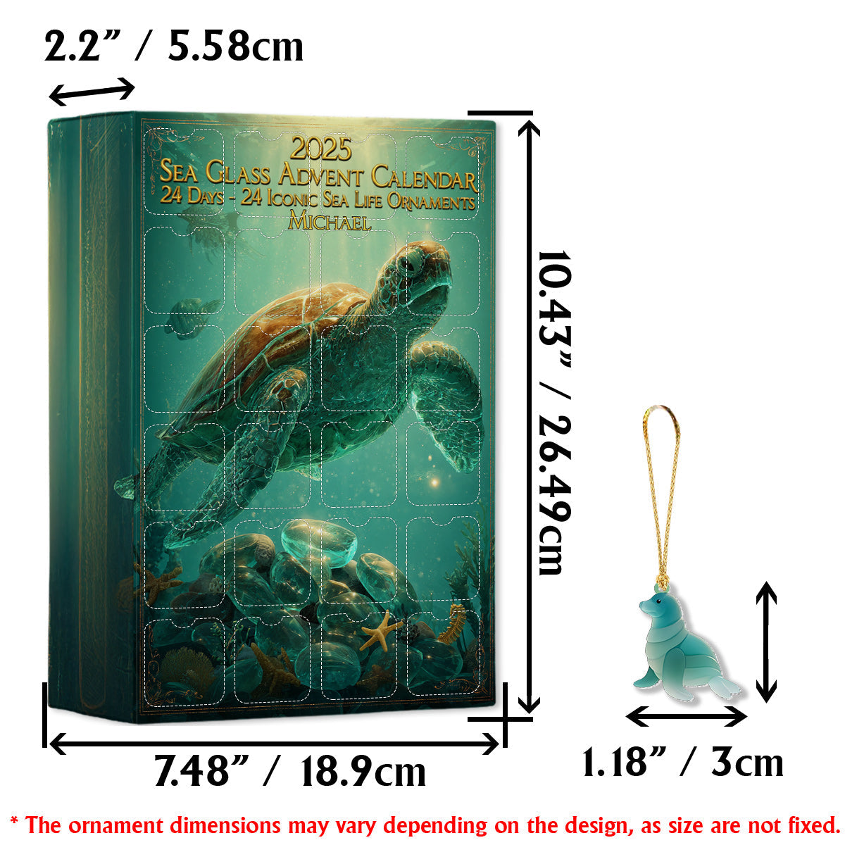 Strandliebhaber – Personalisierter Adventskalender für Meeresliebhaber mit Ornamenten