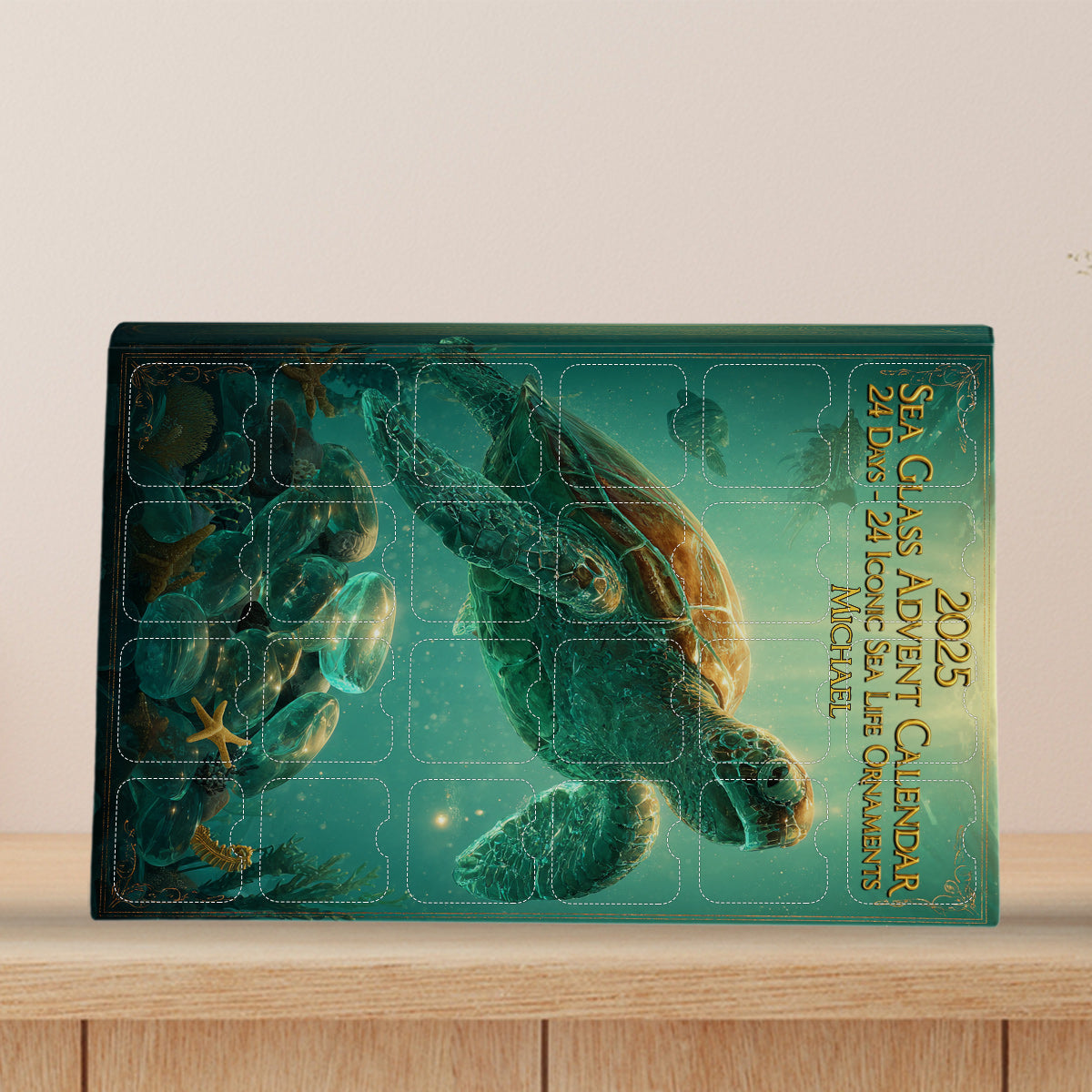 Strandliebhaber – Personalisierter Adventskalender für Meeresliebhaber mit Ornamenten