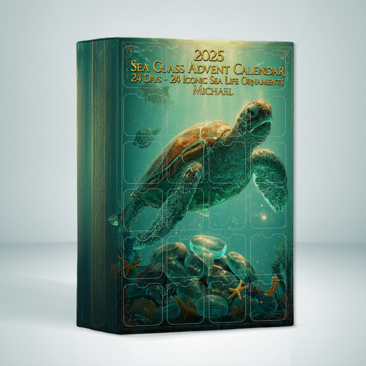 Strandliebhaber – Personalisierter Adventskalender für Meeresliebhaber mit Ornamenten