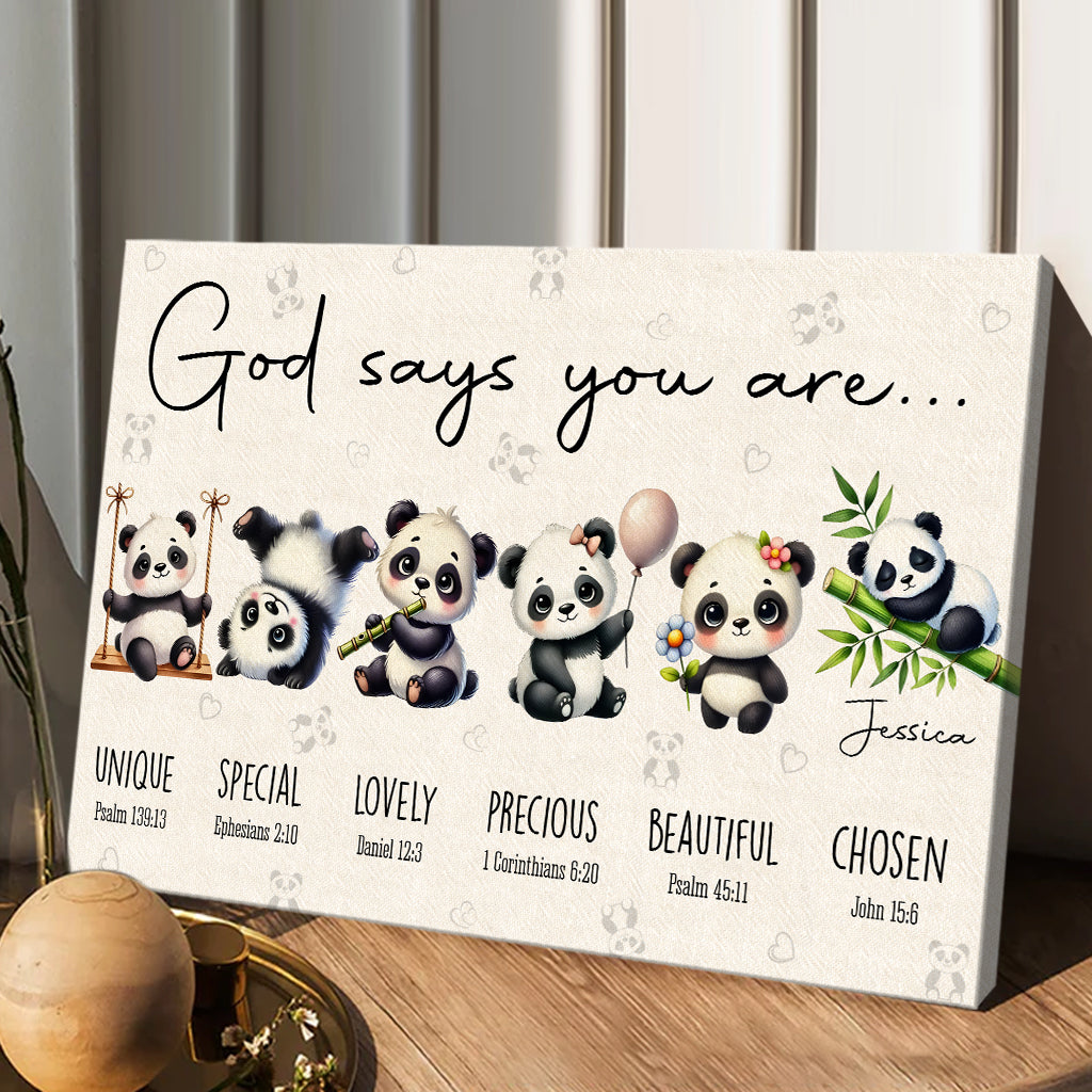 Gott sagt, du bist es – Personalisierte Leinwand und Poster für Panda-Liebhaber