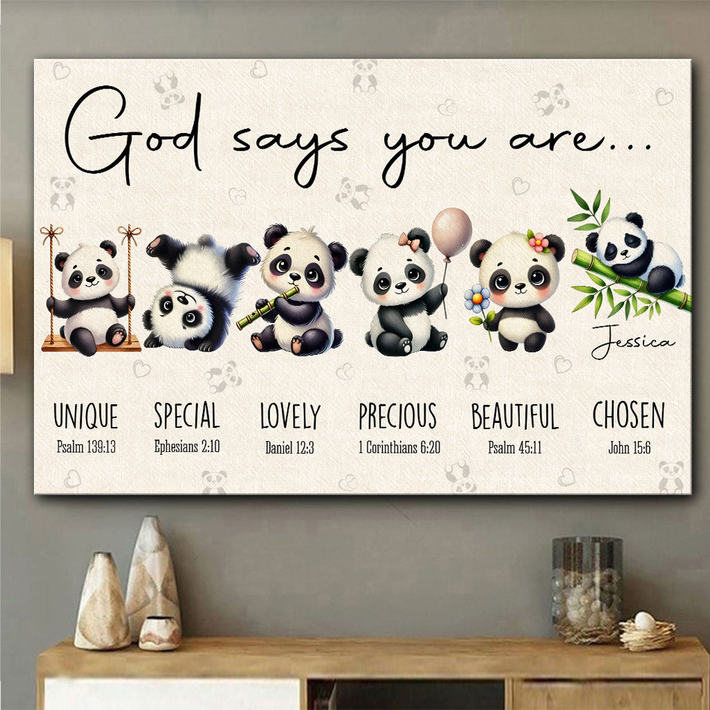 Gott sagt, du bist es – Personalisierte Leinwand und Poster für Panda-Liebhaber