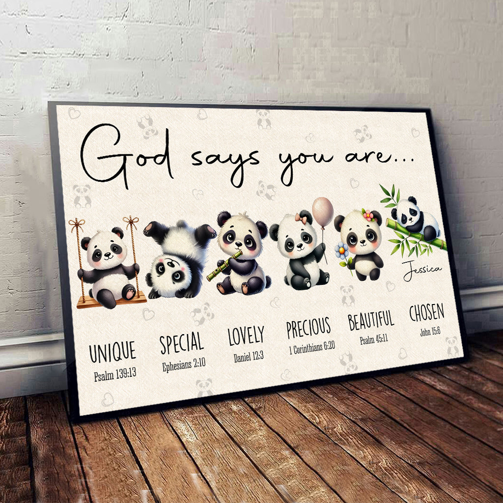 Gott sagt, du bist es – Personalisierte Leinwand und Poster für Panda-Liebhaber