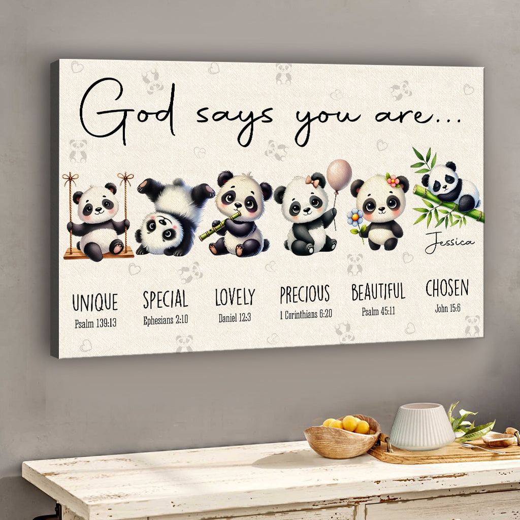 Gott sagt, du bist es – Personalisierte Leinwand und Poster für Panda-Liebhaber