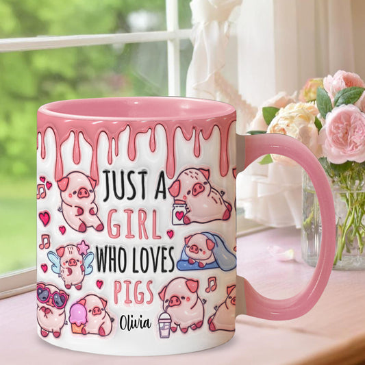 Einfach ein Mädchen, das Schweine liebt – Personalisierte Tasse für Schweineliebhaber
