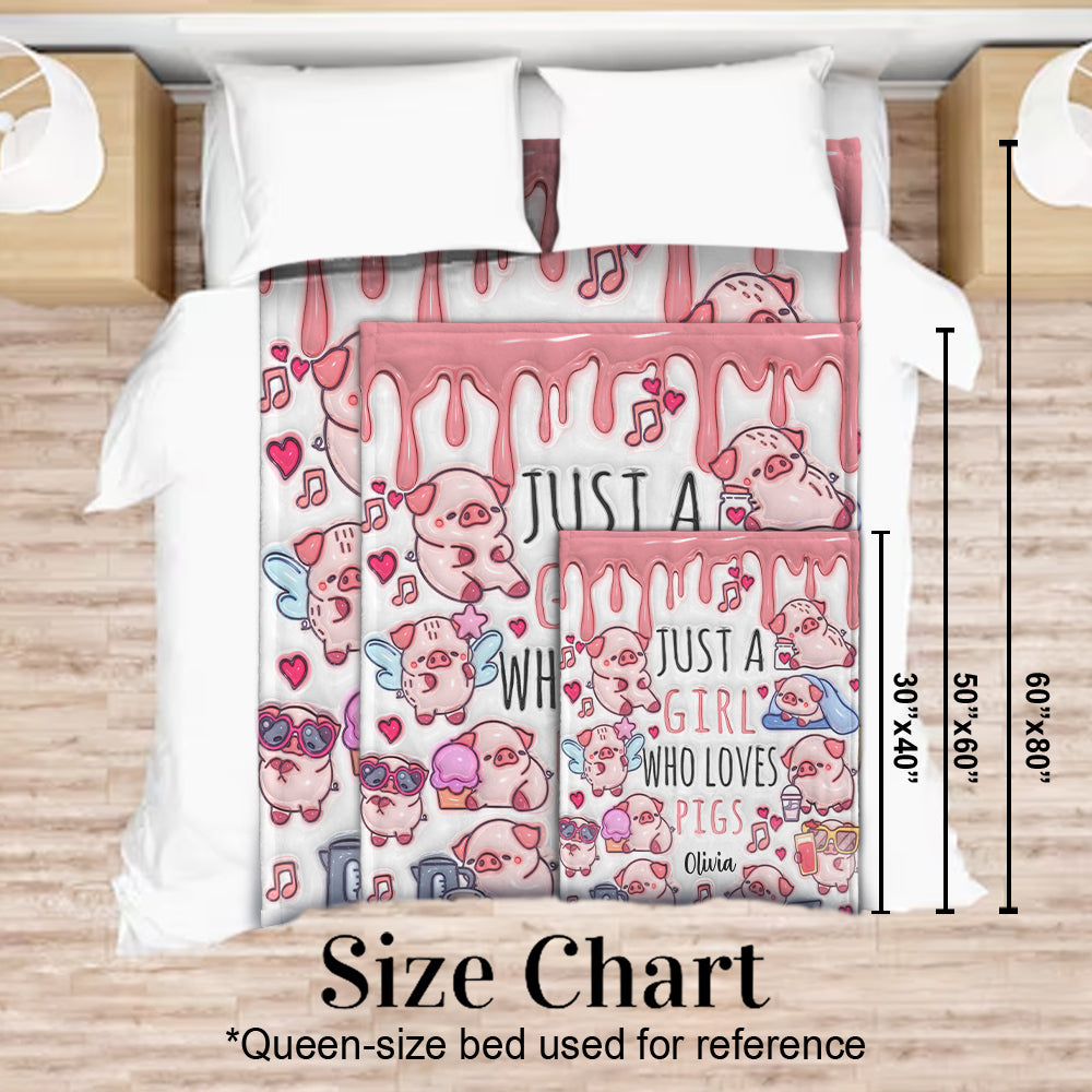 Einfach ein Mädchen, das Schweine liebt – personalisierte Decke für Schweineliebhaber