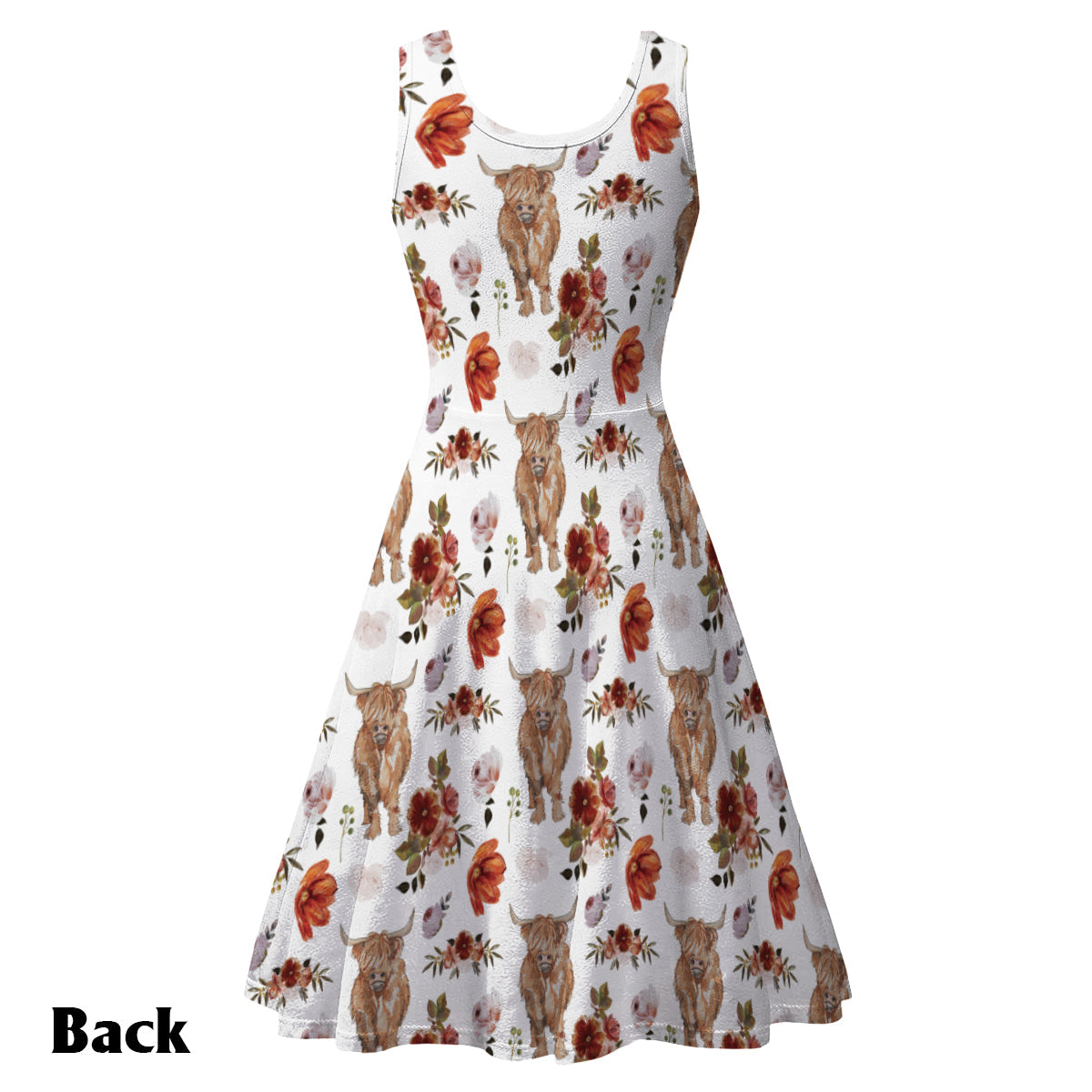 ärmelloses Kleid mit Blumenmuster aus der Highland Cow-Kollektion – personalisierbar