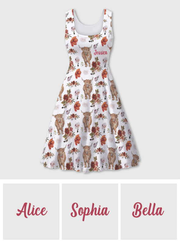 ärmelloses Kleid mit Blumenmuster aus der Highland Cow-Kollektion – personalisierbar