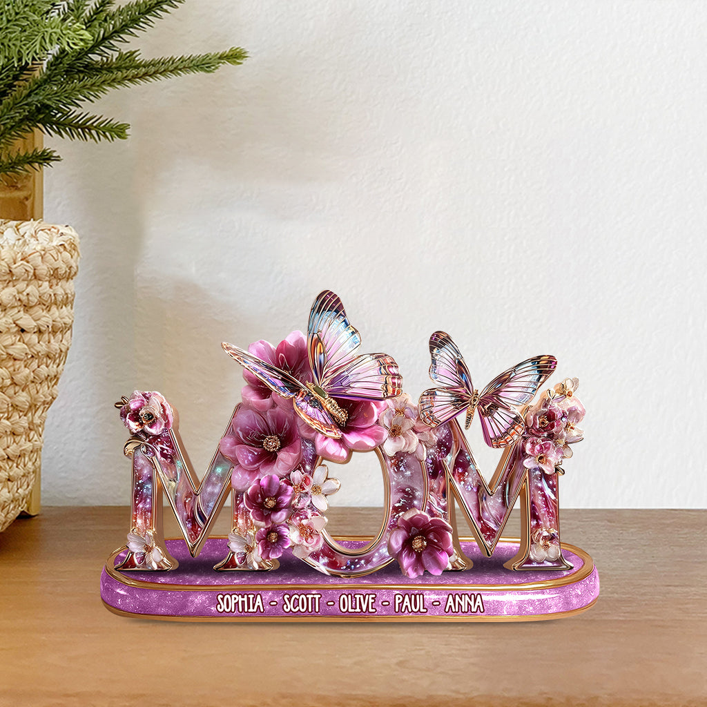 Blumengeschenk für Mama – Personalisierte Acrylplakette in individueller Form für Mama