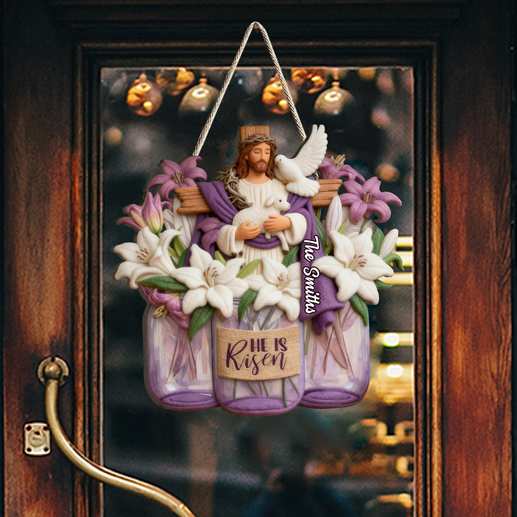 He Is Risen - Personalized Christian Custom Shaped Wood Sign