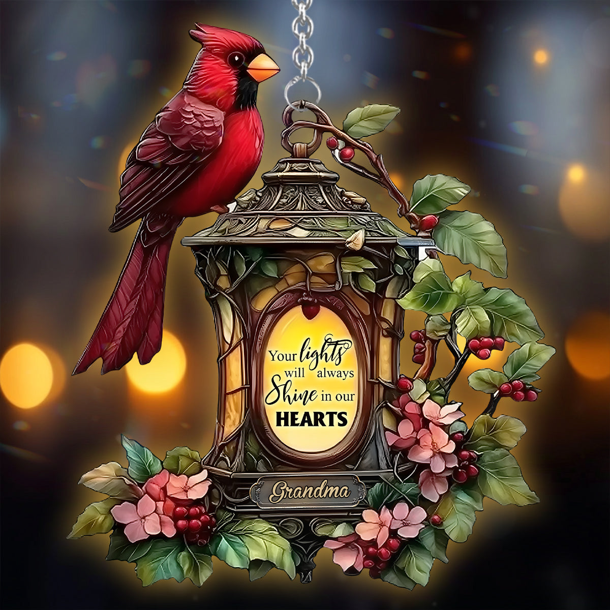 Your Light Will Always Shine In Our Hearts - Personalized Memorial Window Hanging Suncatcher Ornament