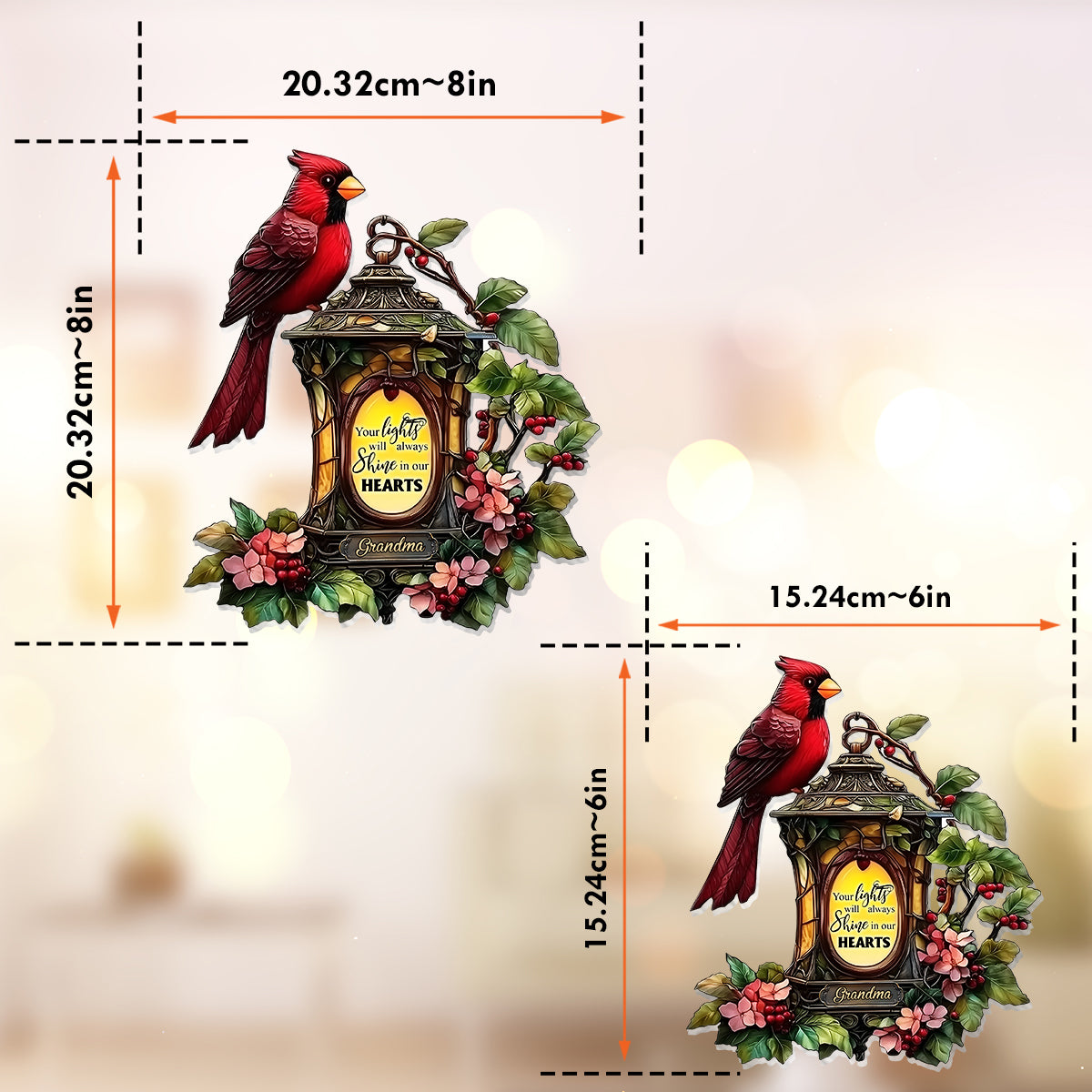 Your Light Will Always Shine In Our Hearts - Personalized Memorial Window Hanging Suncatcher Ornament
