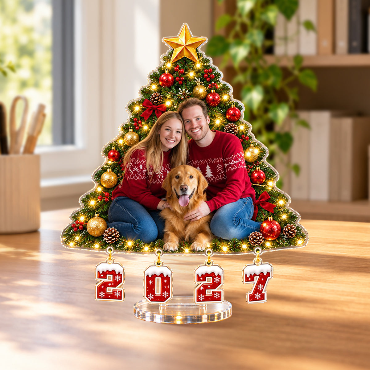 Family Forever Christmas Gift For Family Members - Personalized Family Light Up Standee With Charms