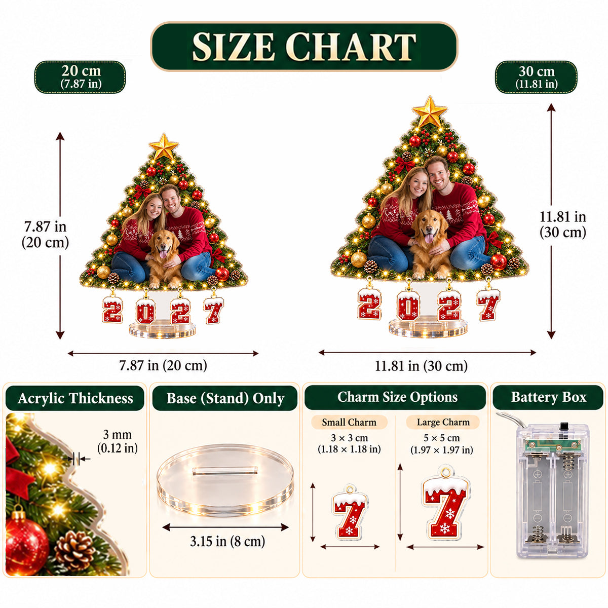 Family Forever Christmas Gift For Family Members - Personalized Family Light Up Standee With Charms
