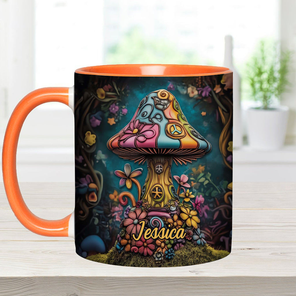 Hippie-Seelenfriedenspilz – Personalisierte Hippie-Akzent-Tasse