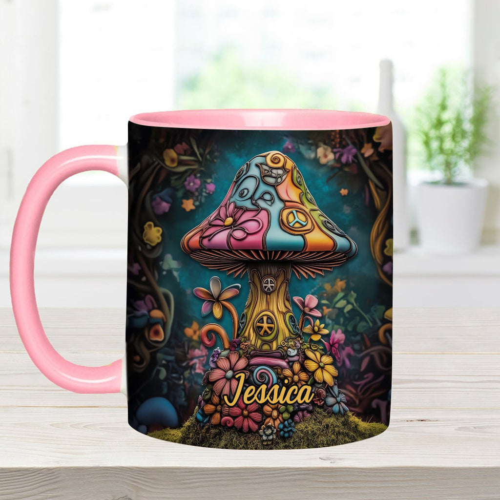 Hippie-Seelenfriedenspilz – Personalisierte Hippie-Akzent-Tasse