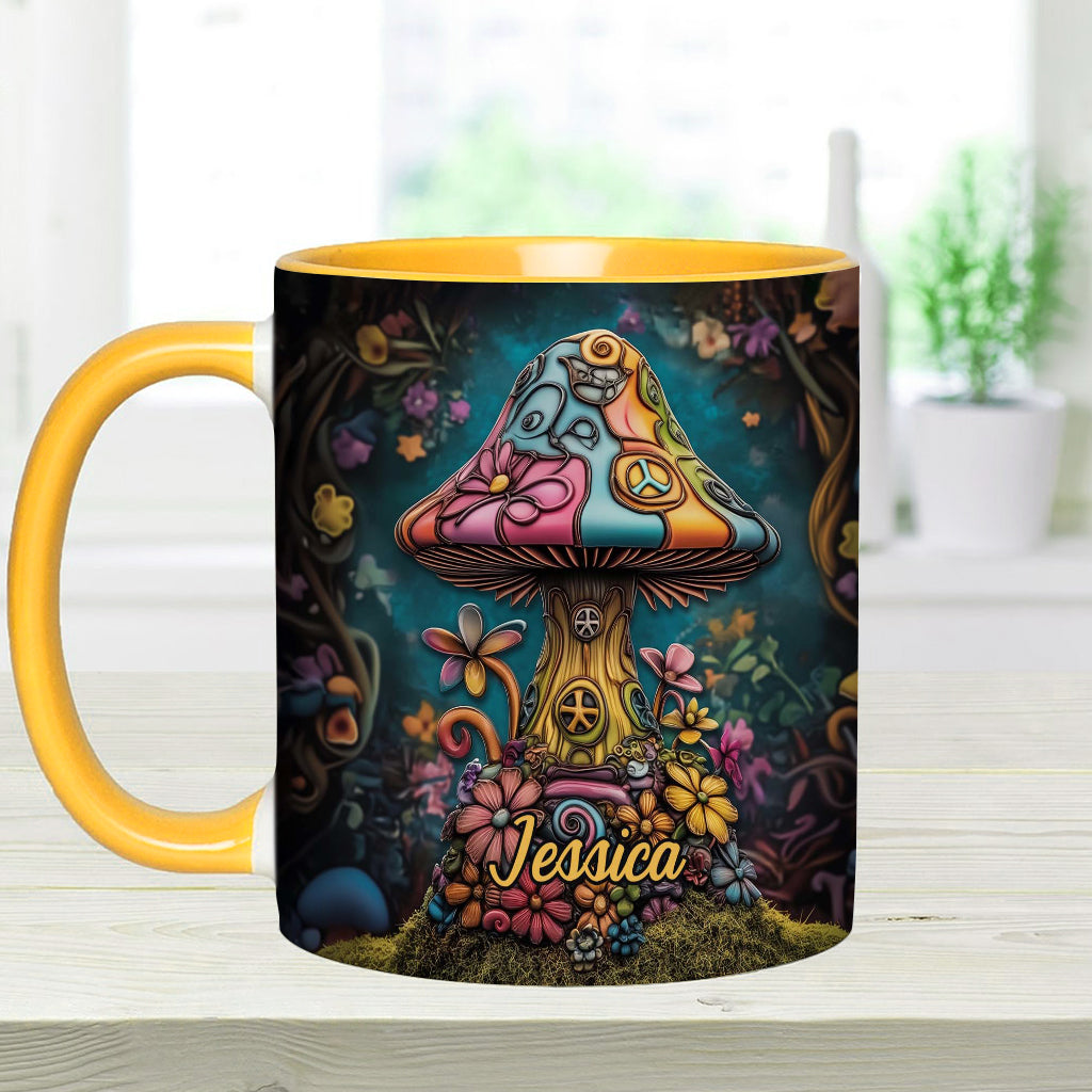 Hippie-Seelenfriedenspilz – Personalisierte Hippie-Akzent-Tasse