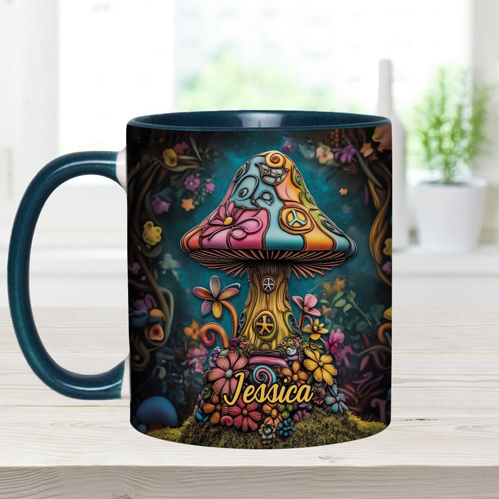 Hippie-Seelenfriedenspilz – Personalisierte Hippie-Akzent-Tasse