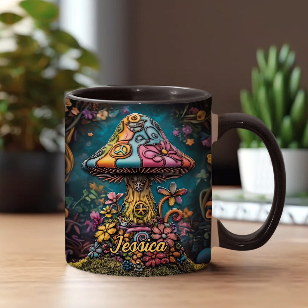 Hippie-Seelenfriedenspilz – Personalisierte Hippie-Akzent-Tasse