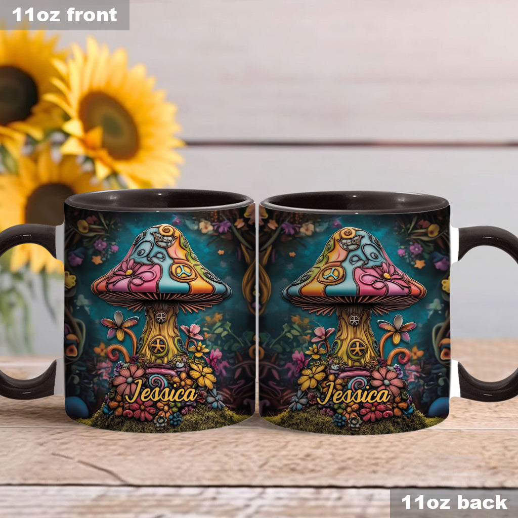 Hippie-Seelenfriedenspilz – Personalisierte Hippie-Akzent-Tasse