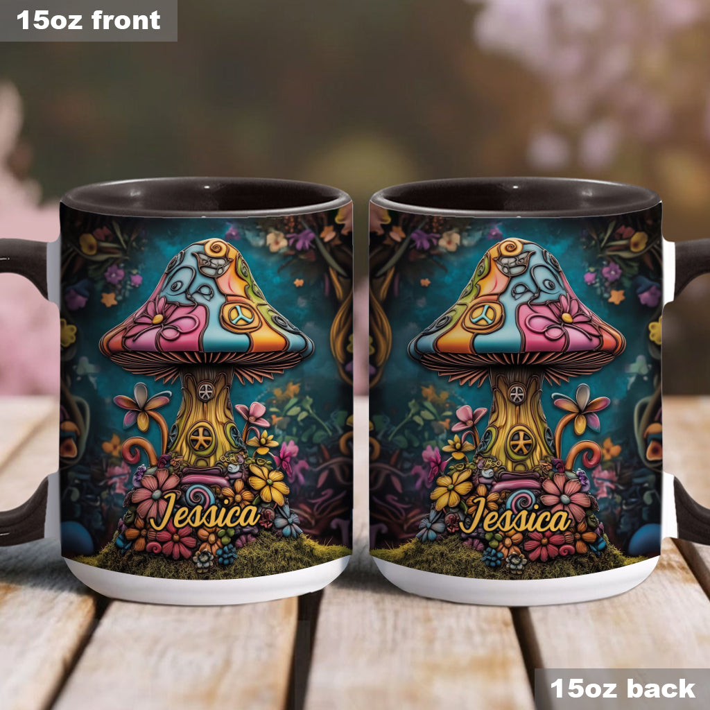 Hippie-Seelenfriedenspilz – Personalisierte Hippie-Akzent-Tasse