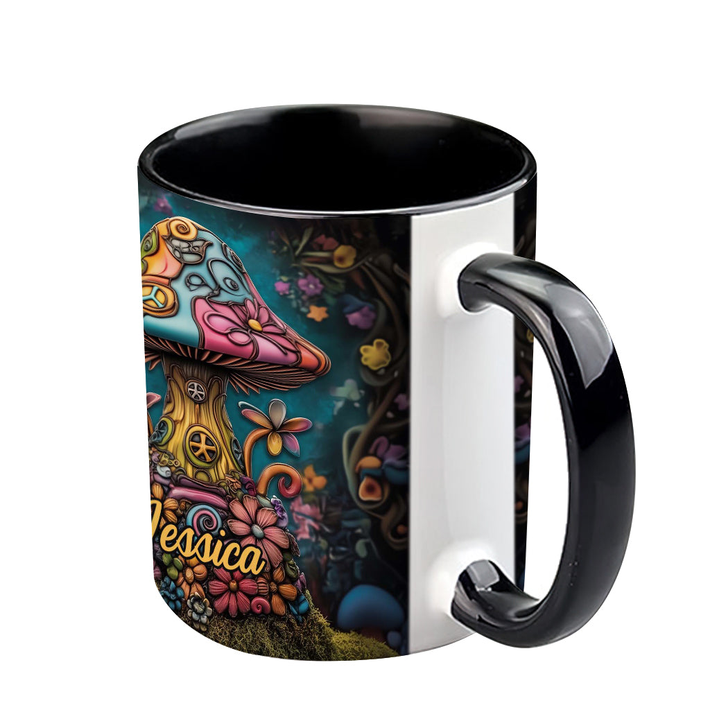 Hippie-Seelenfriedenspilz – Personalisierte Hippie-Akzent-Tasse