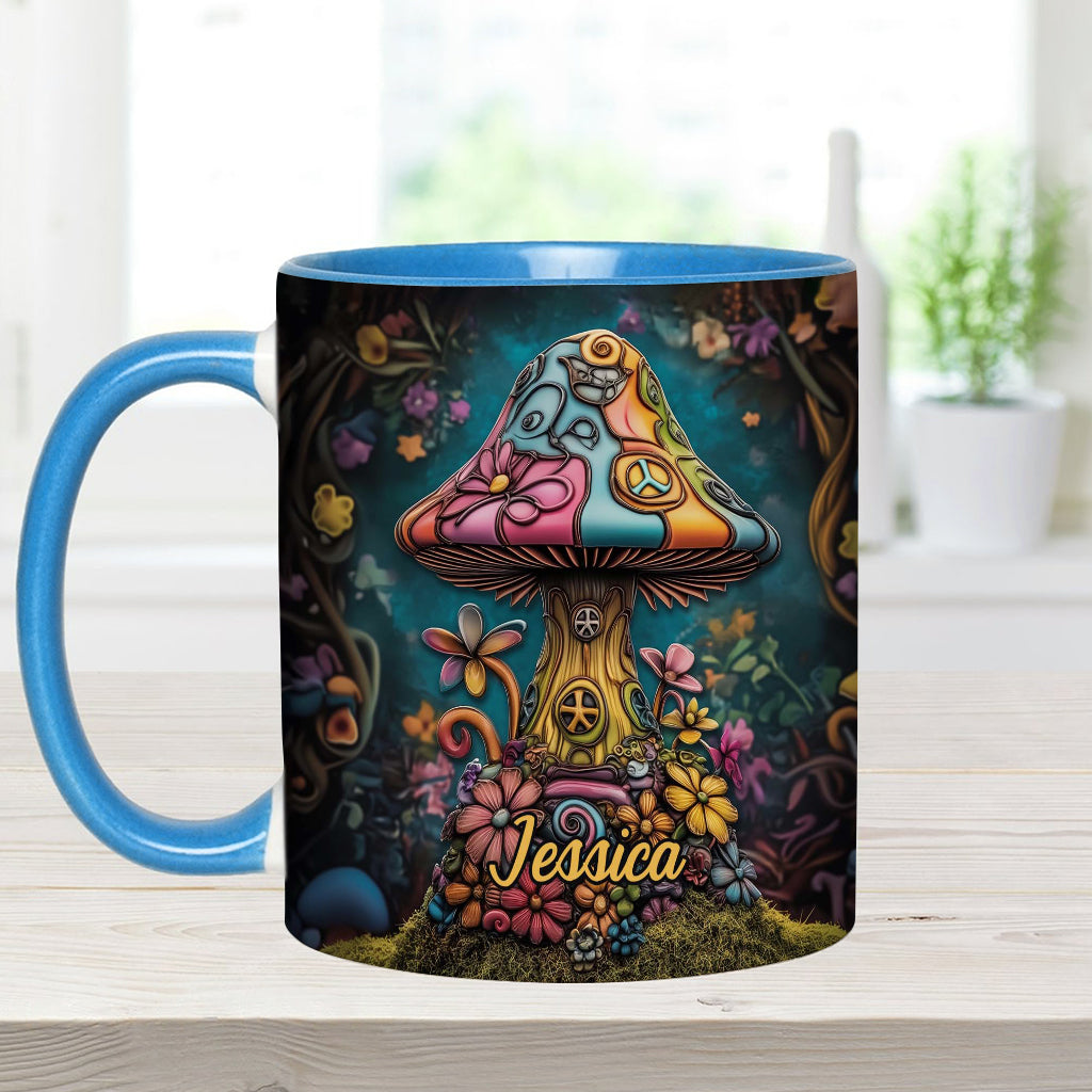Hippie-Seelenfriedenspilz – Personalisierte Hippie-Akzent-Tasse