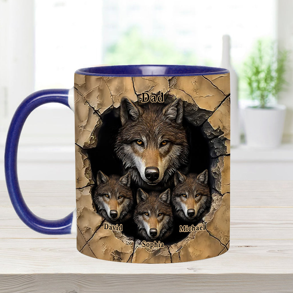 Papas Wolfsrudel – Personalisierte Tasse mit Wolfsmotiv