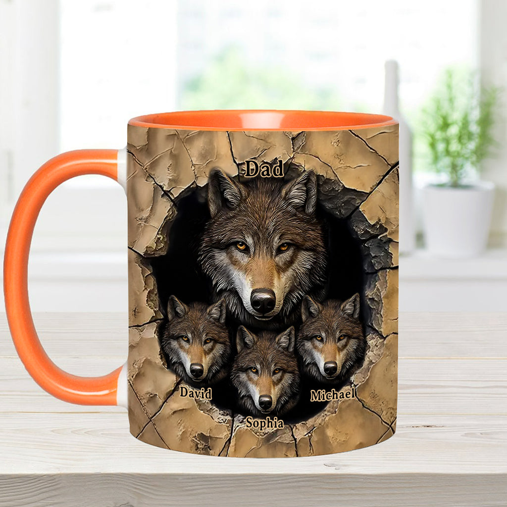 Papas Wolfsrudel – Personalisierte Tasse mit Wolfsmotiv