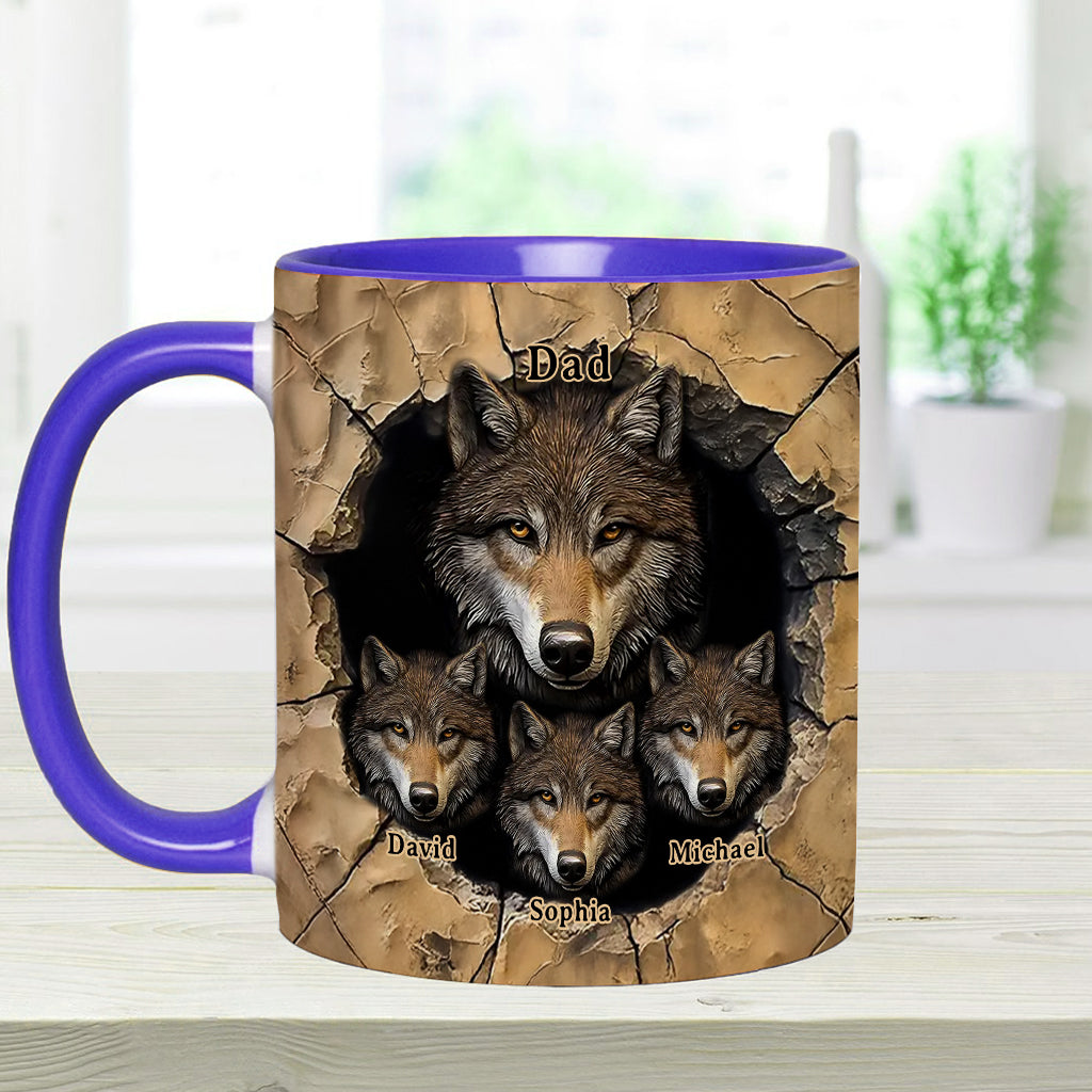 Papas Wolfsrudel – Personalisierte Tasse mit Wolfsmotiv