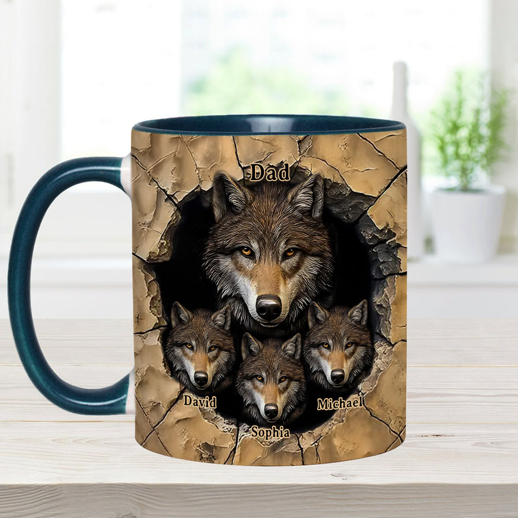 Papas Wolfsrudel – Personalisierte Tasse mit Wolfsmotiv