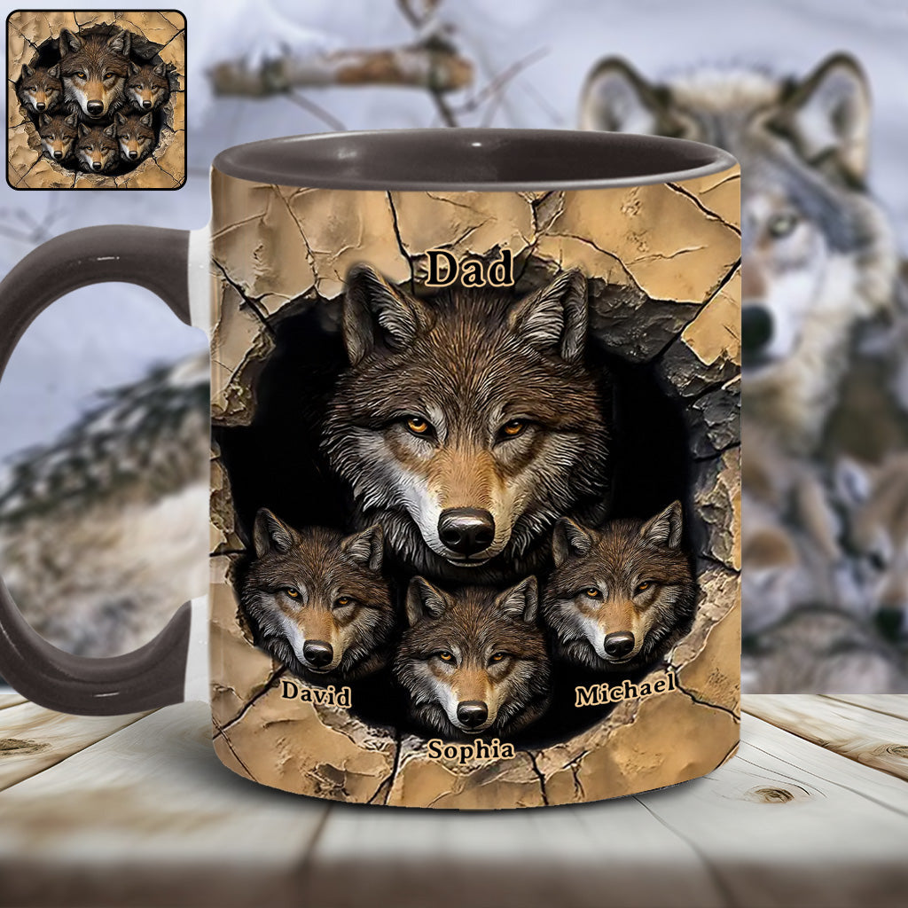 Papas Wolfsrudel – Personalisierte Tasse mit Wolfsmotiv