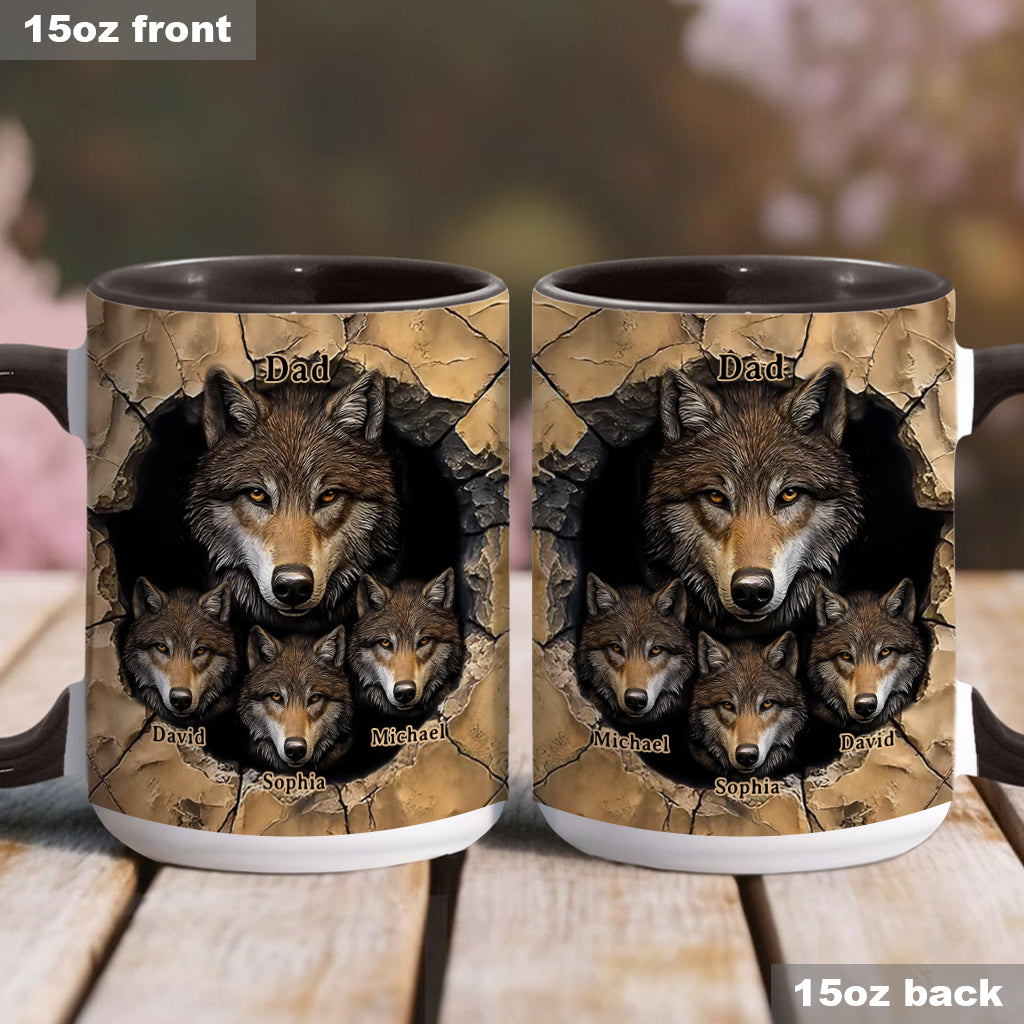 Papas Wolfsrudel – Personalisierte Tasse mit Wolfsmotiv