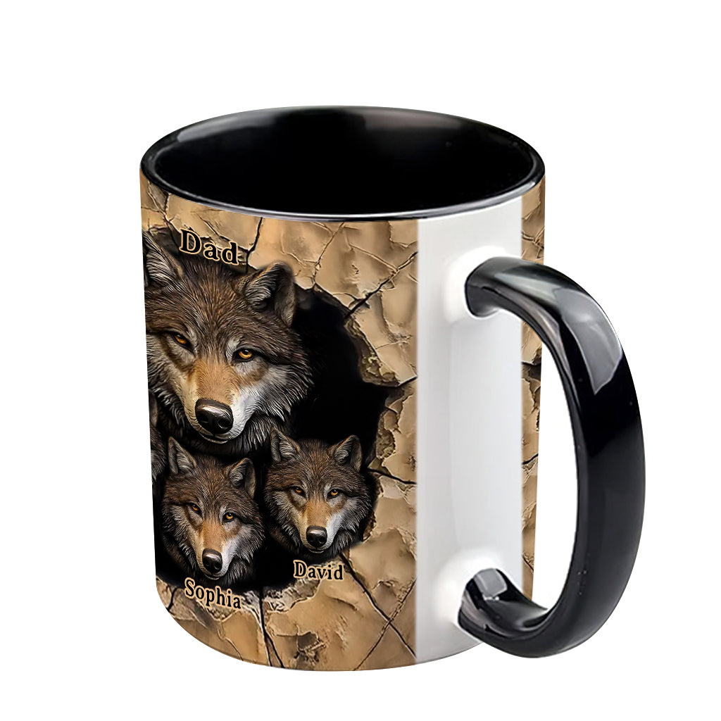 Papas Wolfsrudel – Personalisierte Tasse mit Wolfsmotiv