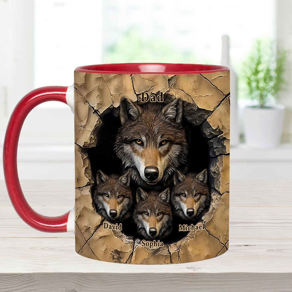 Papas Wolfsrudel – Personalisierte Tasse mit Wolfsmotiv