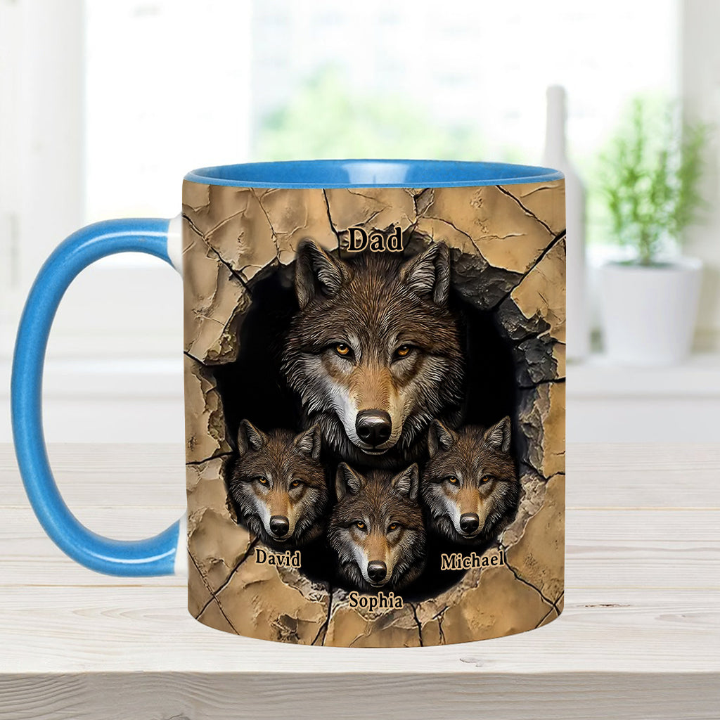 Papas Wolfsrudel – Personalisierte Tasse mit Wolfsmotiv