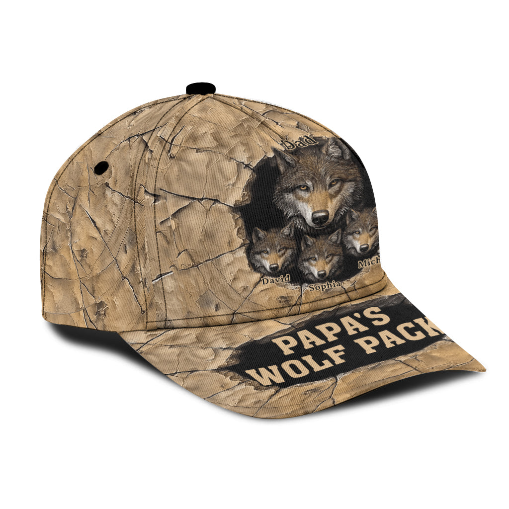 Papa's Wolf Pack - Personalized Father Classic Cap